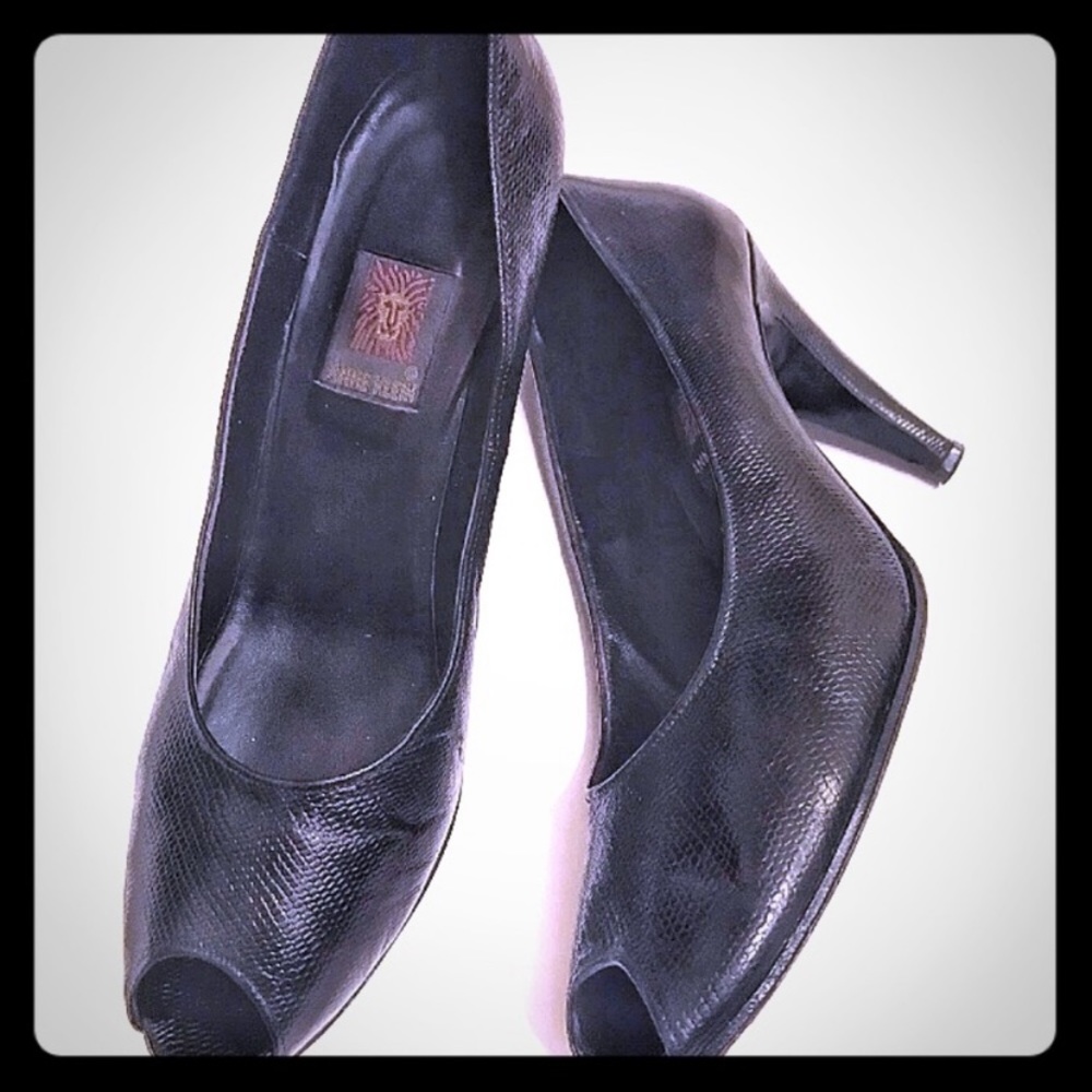 Anne Klein Snakeskin Print Peep Toe Heels